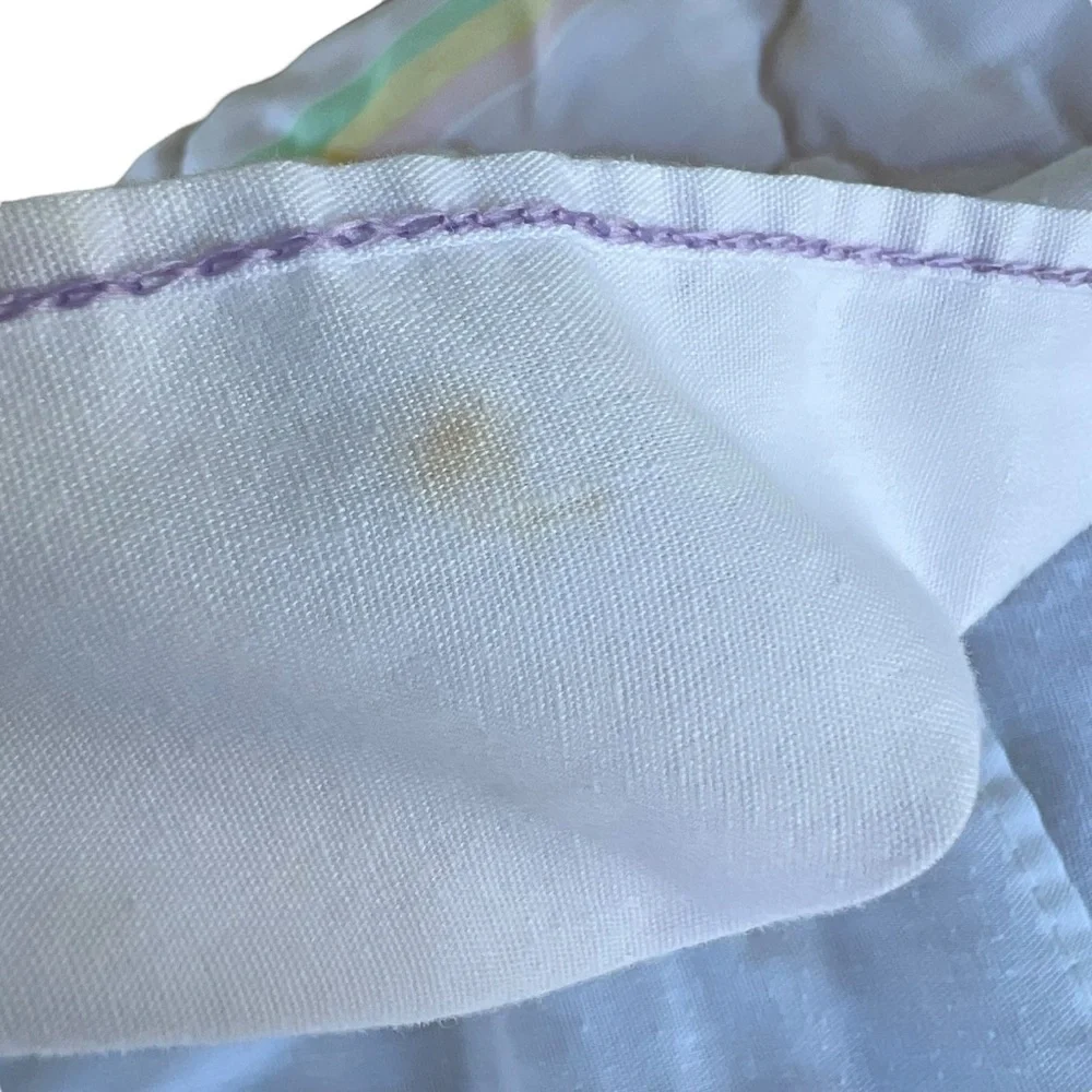 VTG Unicorn Rainbow Sears Young-At-Heart 4-Piece Ruffle Sham Pillowcase Set FLAW